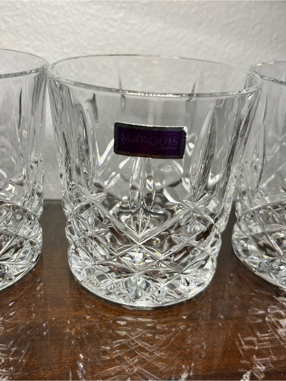 SET OF 3 Marquis by Waterford Markham Double Old Fashion Crystal Glasses NEW - Picture 4 of 15